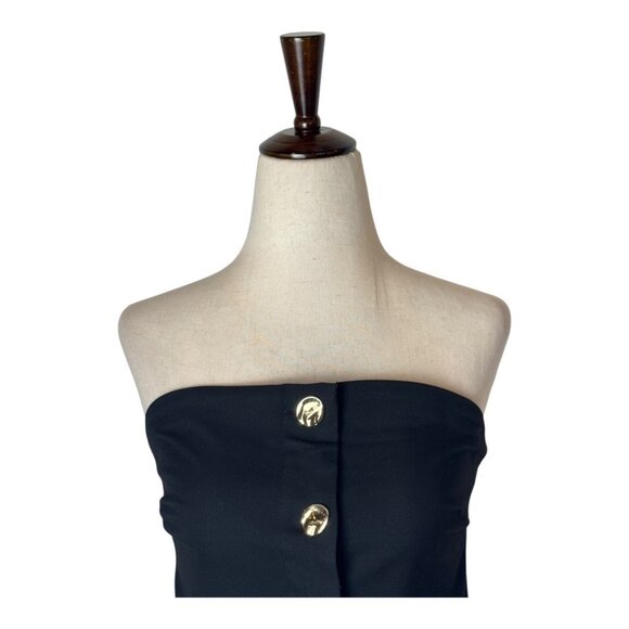 Rails‎ Top Women Medium Black Strapless Gold Button Front Lulu Party Cocktail - Picture 4 of 11